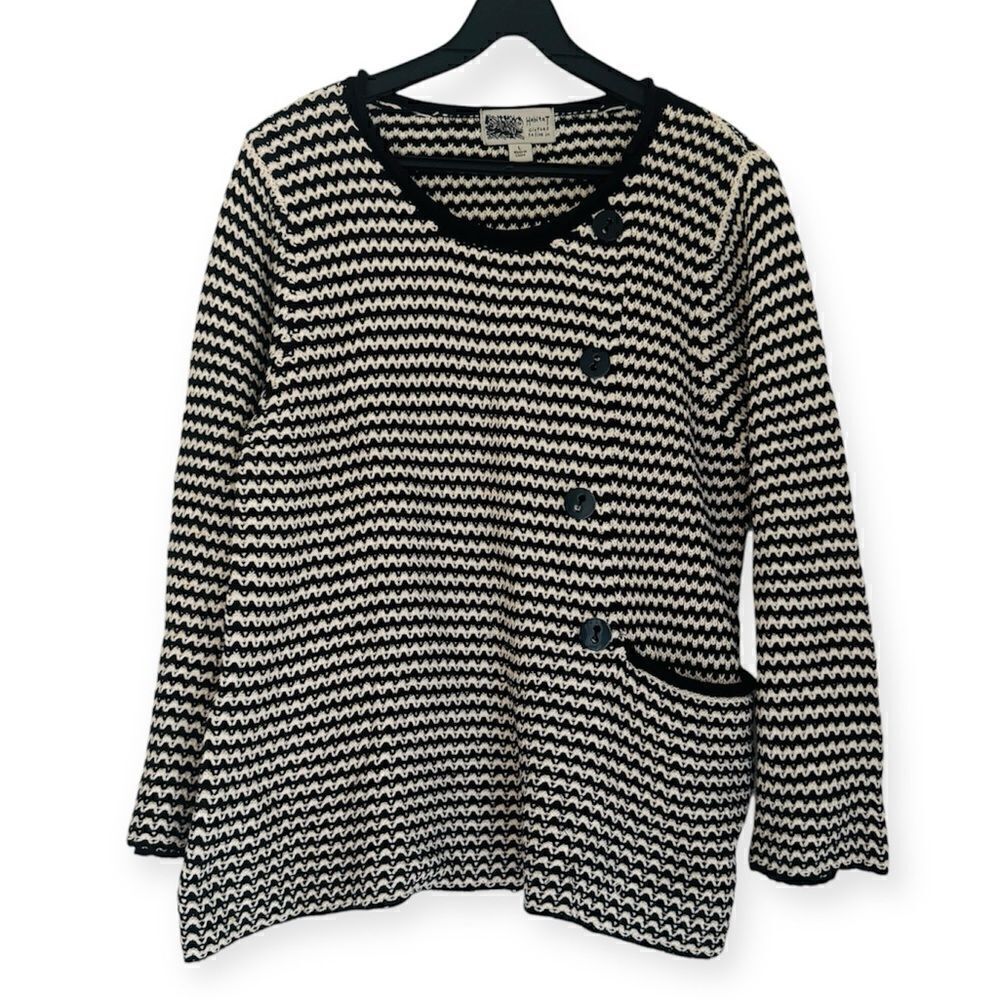 Habitat Black/White Cotton Knit Sweater Size Large